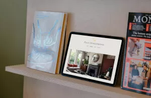 mockuuups ipad air mockup on wooden shelf
