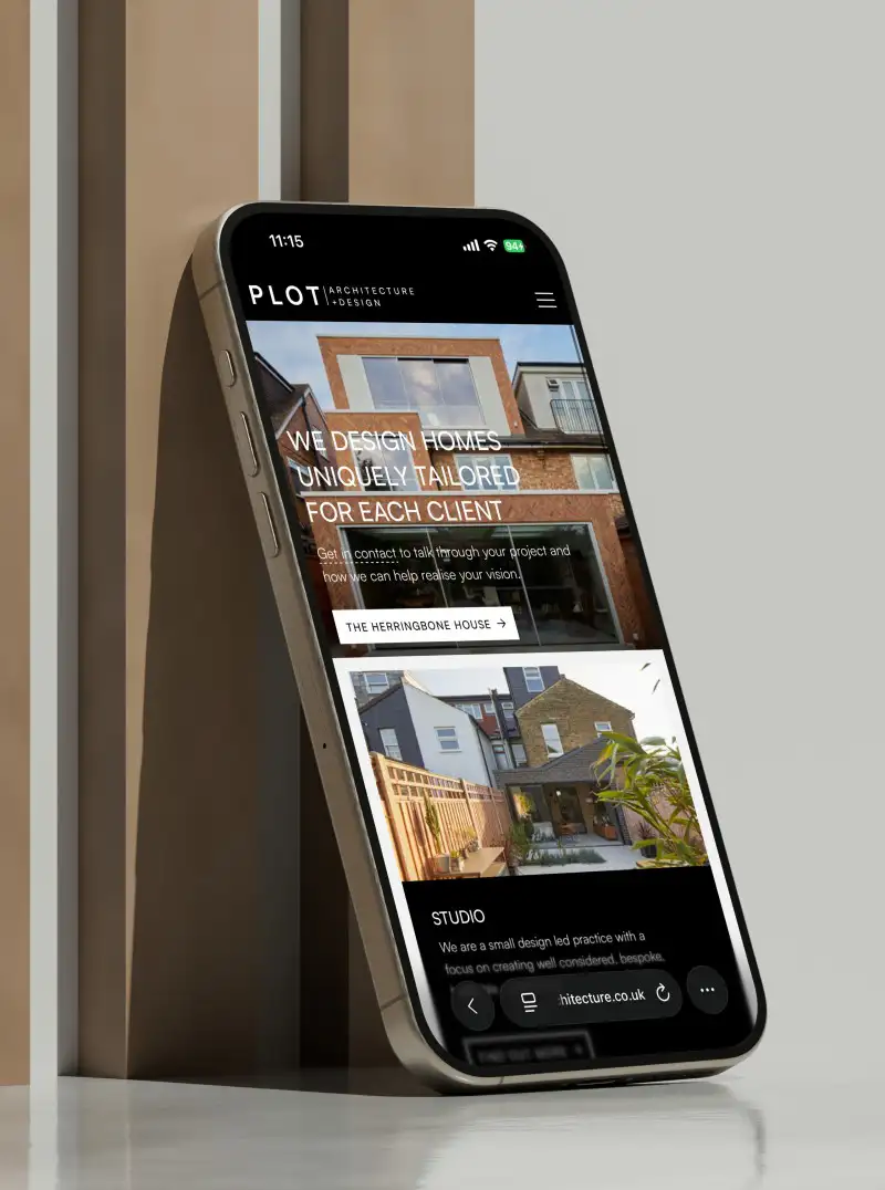 mockuuups iphone 16 mockup standing on reflective surface with geometric backdrop