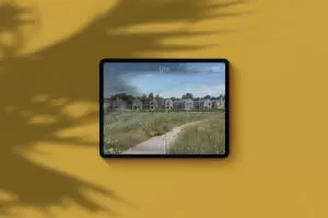 mockuuups ipad pro mockup on yellow background landscape shadow 2