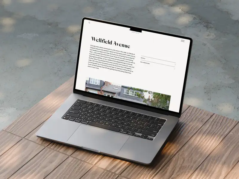 mockuuups macbook air mockup on a wooden surface