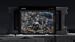 mockuuups ipad pro mockup with concrete blocks in the background